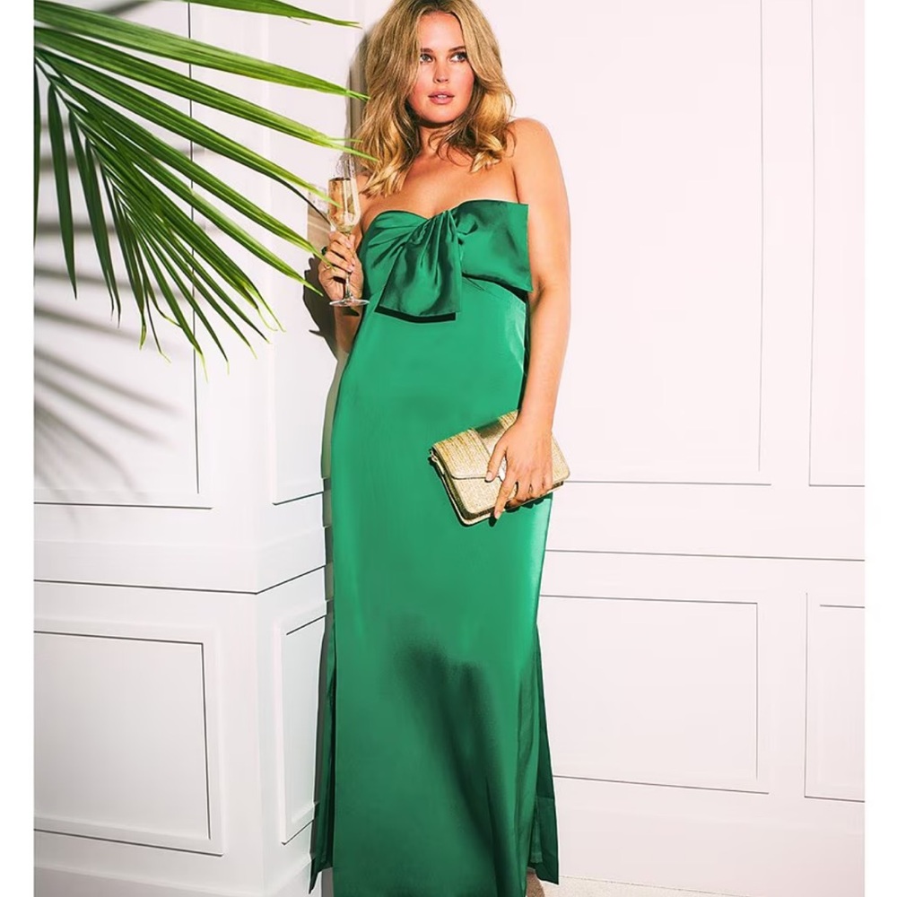 Lilly Pulitzer Strapless Satin Dress in Emerald